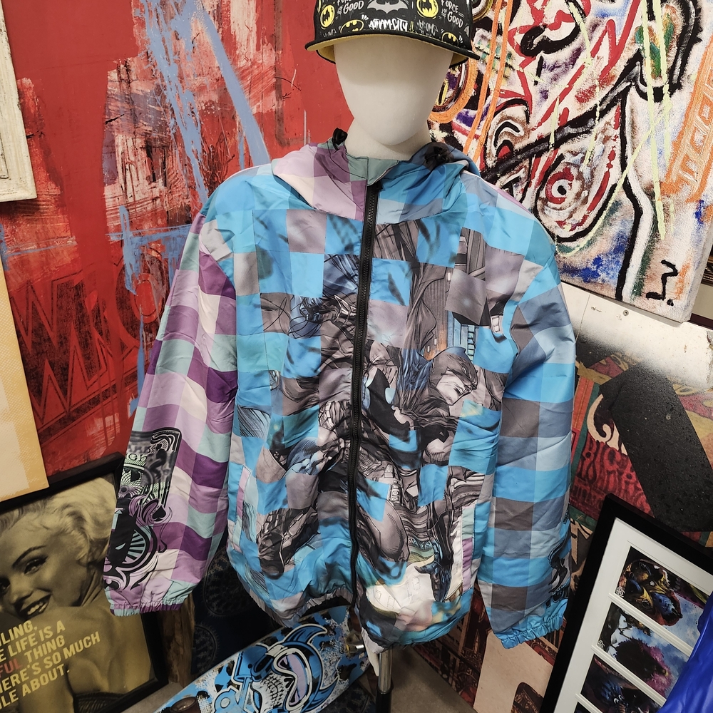 DC Comics Joker Vs Batman Checkered Windbreaker - Picture 2 of 16